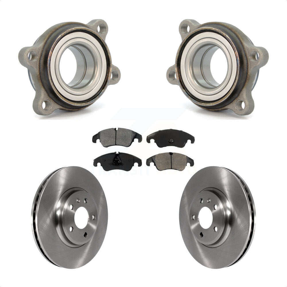 Front Hub Bearing Assembly With Disc Brake Rotors And Semi-Metallic Pads Kit For 2009 Audi A4 Sedan 85mm Pilot Diameter KBB-105482 by Transit Auto