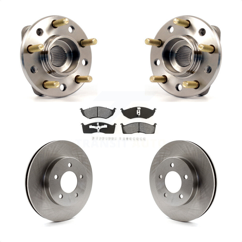 Front Hub Bearing Assembly With Disc Brake Rotors And Semi-Metallic Pads Kit For Chrysler Dodge Intrepid Concorde LHS Eagle Vision New Yorker KBB-105509 by Transit Auto