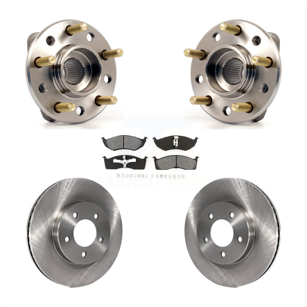 Front Hub Bearing Assembly With Disc Brake Rotors And Semi-Metallic Pads Kit For Chrysler Dodge Intrepid 300M Concorde LHS KBB-105510 by Transit Auto