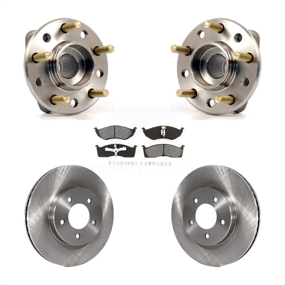 Front Hub Bearing Assembly With Disc Brake Rotors And Semi-Metallic Pads Kit For Chrysler Dodge Intrepid 300M Concorde LHS KBB-105510 by Transit Auto