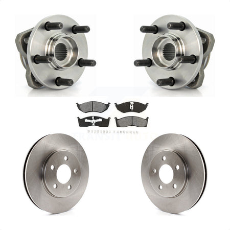 Front Hub Bearing Assembly With Disc Brake Rotors And Semi-Metallic Pads Kit For Dodge Grand Caravan Chrysler Town & Country Plymouth Voyager 14" Factory Wheels KBB-105533 by Transit Auto