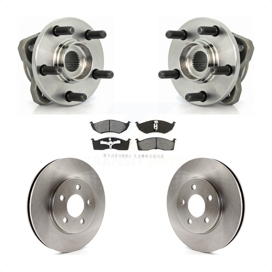 Front Hub Bearing Assembly With Disc Brake Rotors And Semi-Metallic Pads Kit For Dodge Grand Caravan Chrysler Town & Country Plymouth Voyager 14" Factory Wheels KBB-105533 by Transit Auto