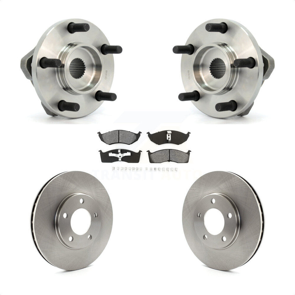 Front Hub Bearing Assembly Disc Brake Rotors And Semi-Metallic Pads Kit For 1996-1996 Dodge Grand Caravan Plymouth Chrysler Town & Country Voyager With 15" Factory Wheels KBB-105534 by Transit Auto