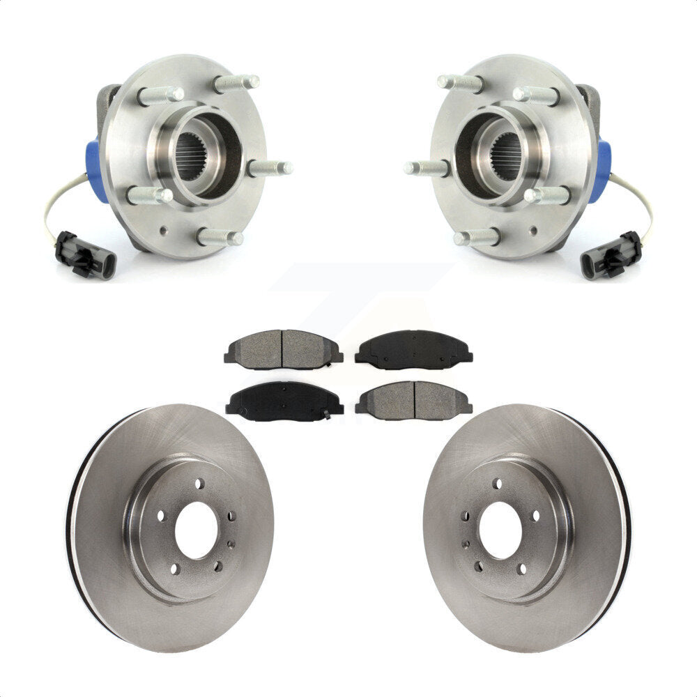Front Hub Bearing Assembly Brake Rotor Pads Kit For 2009-2010 Cadillac STS AWD With 316mm Diameter Performance Brakes or Base KBB-105658 by Transit Auto
