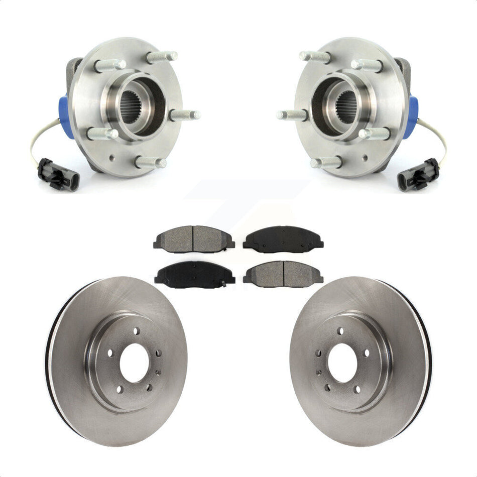 Front Hub Bearing Assembly Brake Rotor Pads Kit For 2009-2010 Cadillac STS AWD With 316mm Diameter Performance Brakes or Base KBB-105658 by Transit Auto