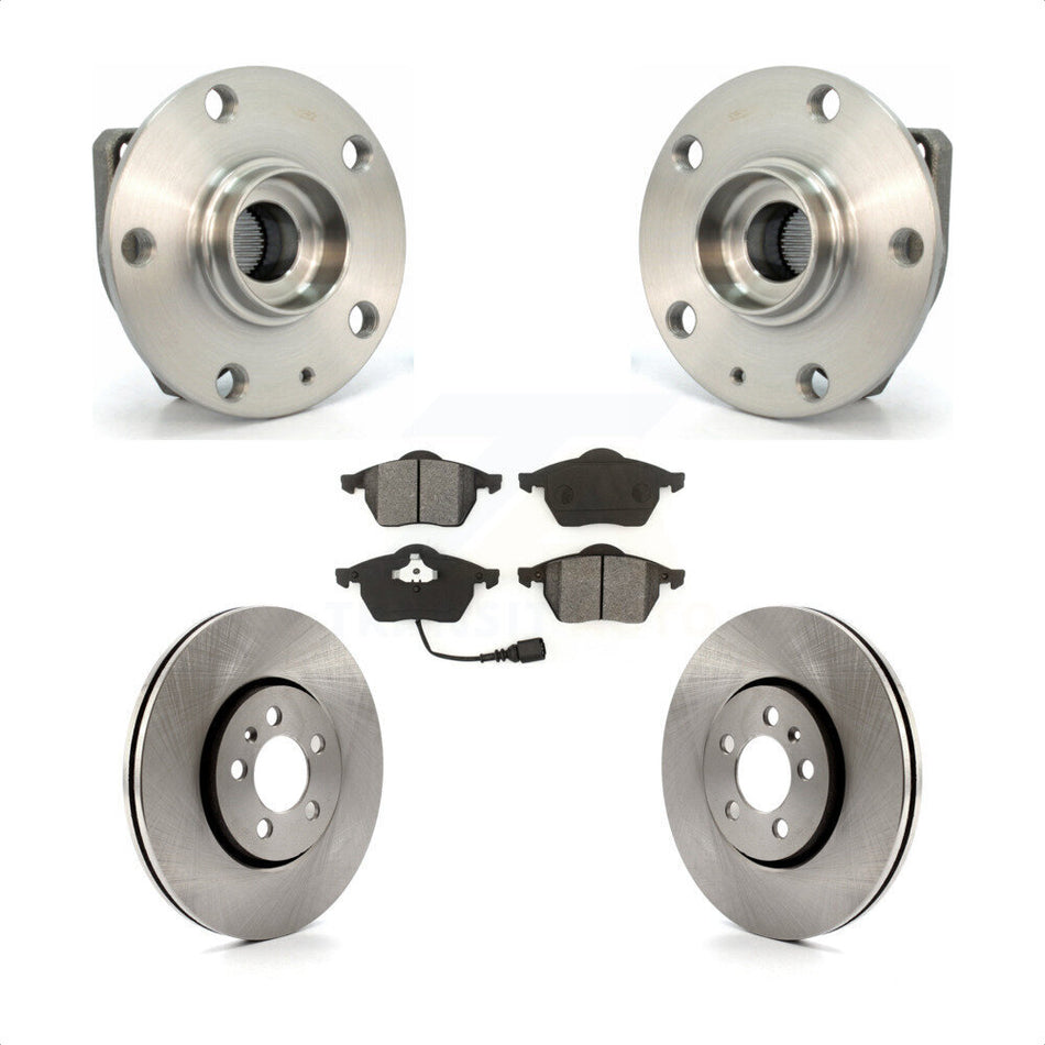 Front Hub Bearing Assembly With Disc Brake Rotors And Semi-Metallic Pads Kit For 2006 Volkswagen Golf 1.8L KBB-105687 by Transit Auto