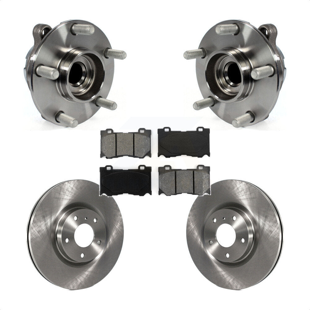 Front Hub Bearing Assembly With Disc Brake Rotors And Semi-Metallic Pads Kit For 2017-2018 INFINITI Q70 Hybrid with RWD Sport Package KBB-105802 by Transit Auto