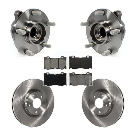 Front Hub Bearing Assembly With Disc Brake Rotors And Semi-Metallic Pads Kit For 2017-2018 INFINITI Q70 Hybrid with RWD Sport Package KBB-105802 by Transit Auto