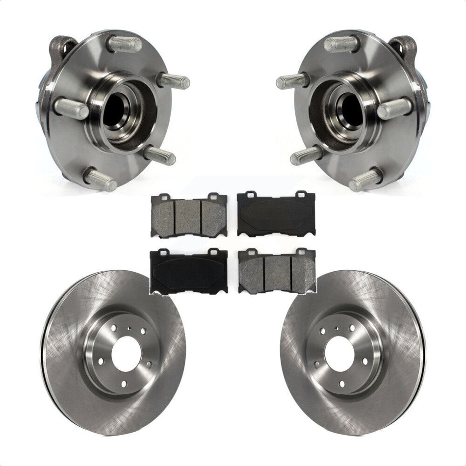 Front Hub Bearing Assembly With Disc Brake Rotors And Semi-Metallic Pads Kit For 2017-2018 INFINITI Q70 Hybrid with RWD Sport Package KBB-105802 by Transit Auto