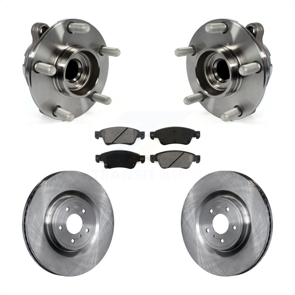 Front Hub Bearing Assembly With Disc Brake Rotors And Semi-Metallic Pads Kit For 2014 INFINITI Q60 Sport with RWD Without Package KBB-105806 by Transit Auto