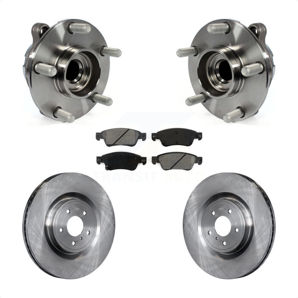Front Hub Bearing Assembly With Disc Brake Rotors And Semi-Metallic Pads Kit For 2014 INFINITI Q60 Sport with RWD Without Package KBB-105806 by Transit Auto