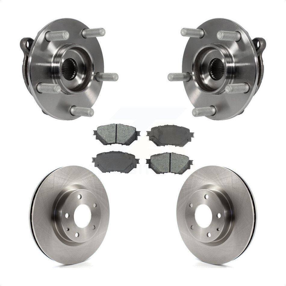 Front Hub Bearing Assembly With Disc Brake Rotors And Semi-Metallic Pads Kit For Mazda 3 Sport Vehicles Manufactured In Mexico 2.5L KBB-105832 by Transit Auto