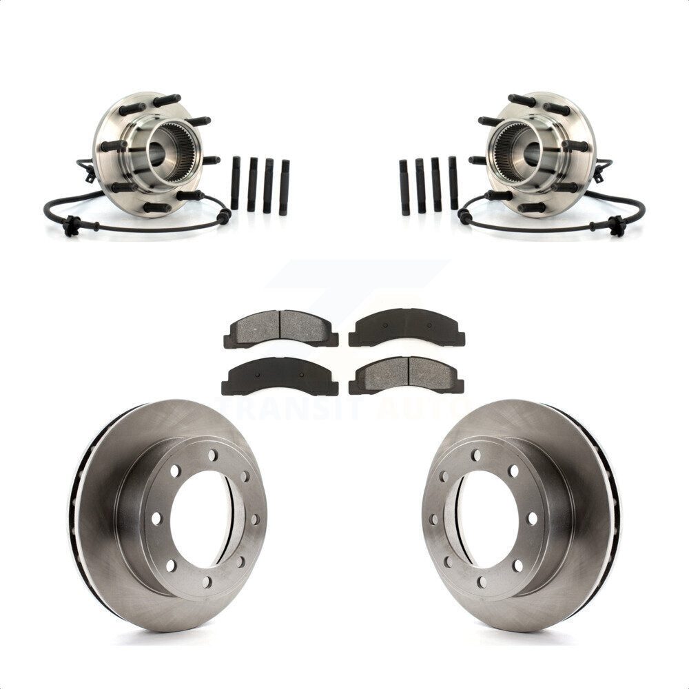 Front Hub Bearing Assembly With Disc Brake Rotors And Semi-Metallic Pads Kit For 2000 Ford Excursion 4WD To 03 22 99 KBB-105873 by Transit Auto