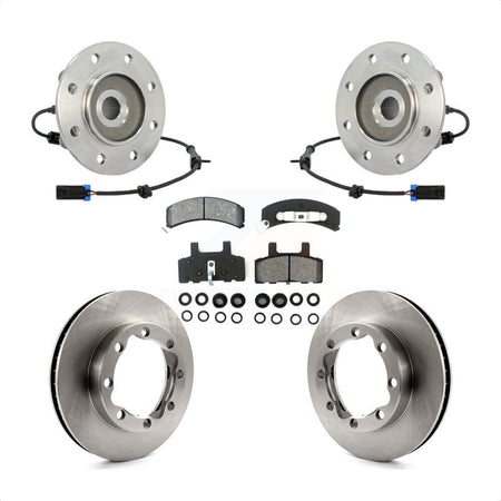 Front Hub Bearing Assembly With Disc Brake Rotors And Semi-Metallic Pads Kit For 1999-2000 GMC K2500 6 Lug Wheels KBB-105898 by Transit Auto