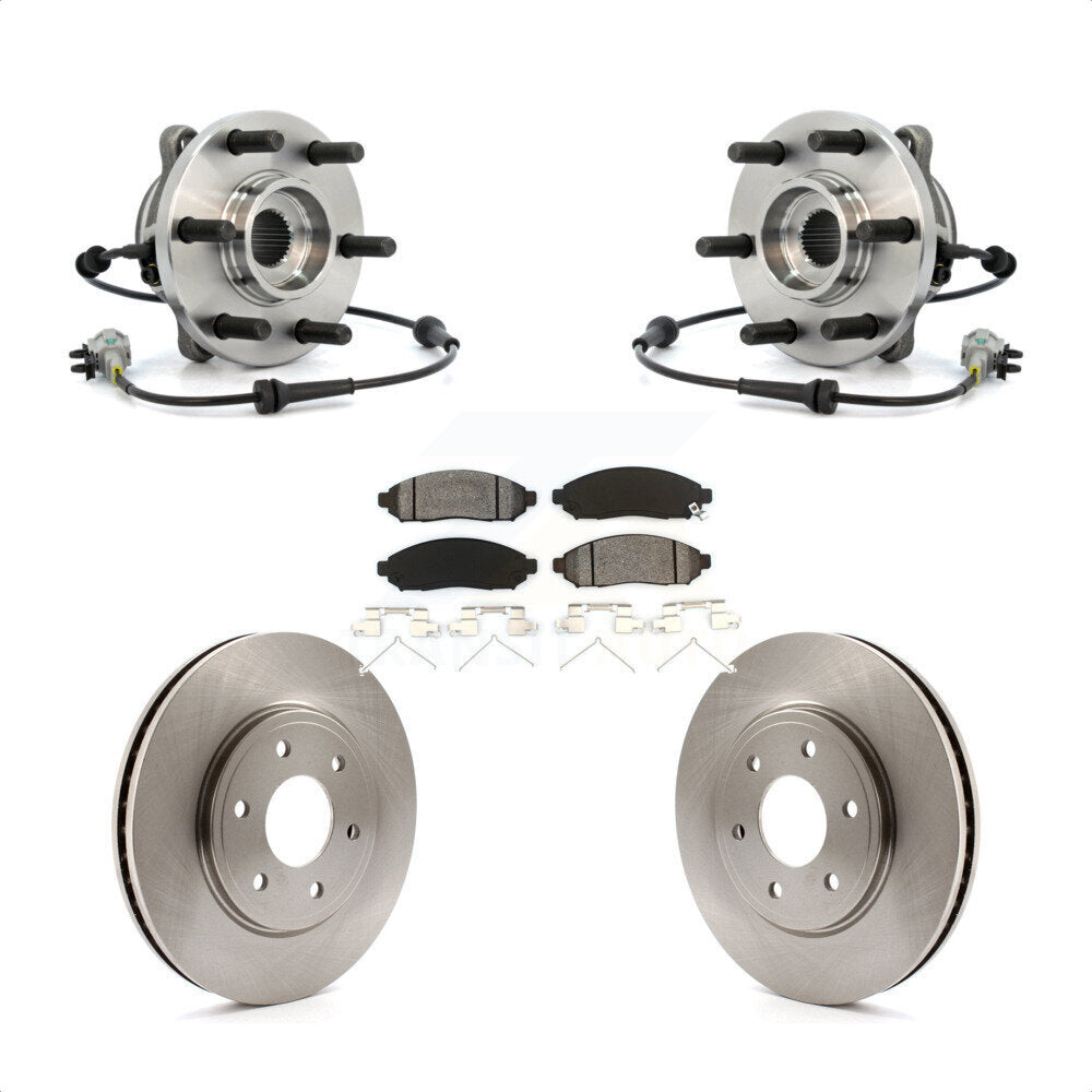 Front Hub Bearing Assembly With Disc Brake Rotors And Semi-Metallic Pads Kit For Nissan Frontier 4WD with 2.5L KBB-105932 by Transit Auto