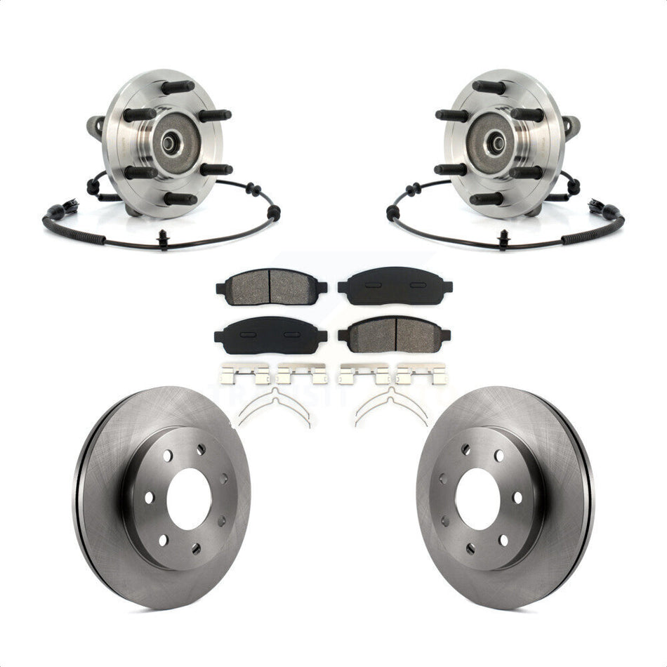 Front Hub Bearing Assembly With Disc Brake Rotors And Semi-Metallic Pads Kit For 2006-2008 Lincoln Mark LT 4WD 7 Lug Wheels KBB-105950 by Transit Auto
