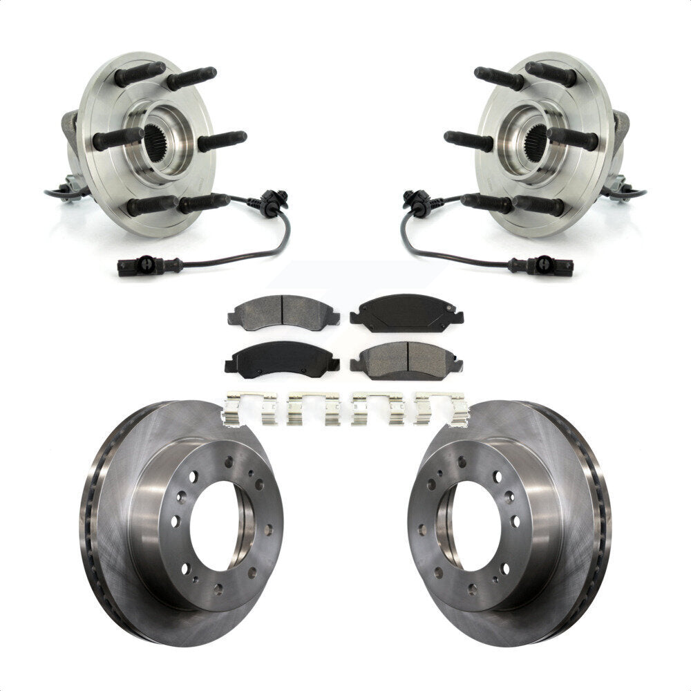 Front Hub Bearing Assembly With Disc Brake Rotors And Semi-Metallic Pads Kit For 2011 Chevrolet Silverado 1500 Hybrid with 4WD KBB-105975 by Transit Auto