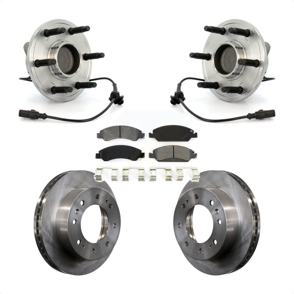 Front Hub Bearing Assembly With Disc Brake Rotors And Semi-Metallic Pads Kit For 2011 Chevrolet Silverado 1500 Hybrid with RWD KBB-105980 by Transit Auto