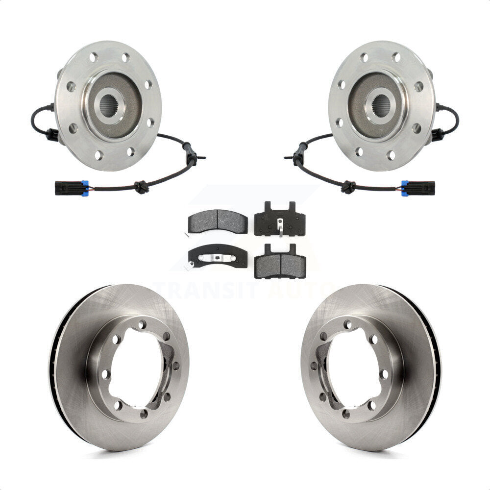 Front Hub Bearing Assembly With Disc Brake Rotors And Semi-Metallic Pads Kit For 1995-1995 Chevrolet K2500 GMC K3500 Suburban KBB-106043 by Transit Auto