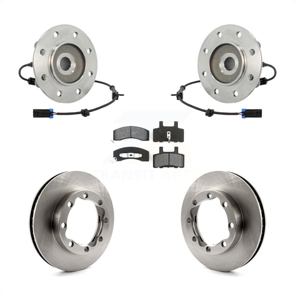 Front Hub Bearing Assembly With Disc Brake Rotors And Semi-Metallic Pads Kit For 1995-1995 Chevrolet K2500 GMC K3500 Suburban KBB-106043 by Transit Auto