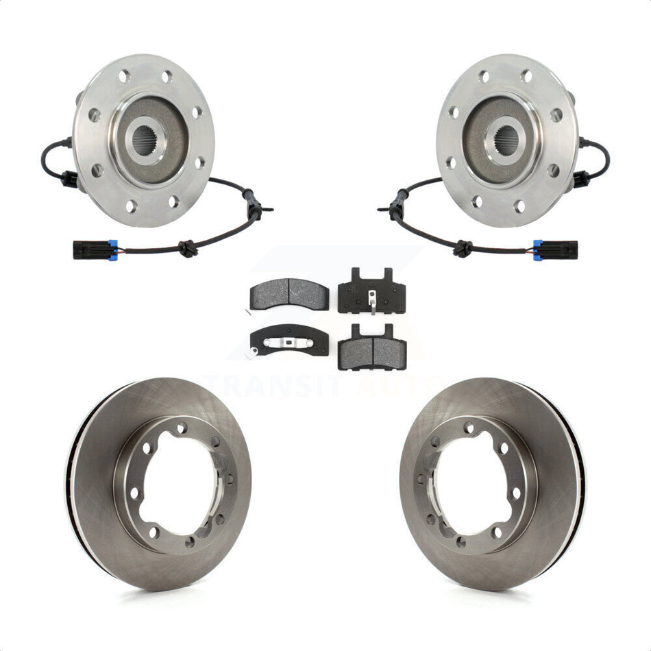 Front Hub Bearing Assembly With Disc Brake Rotors And Semi-Metallic Pads Kit For 1995-1995 K3500 Chevrolet GMC Dual Rear Wheels KBB-106044 by Transit Auto