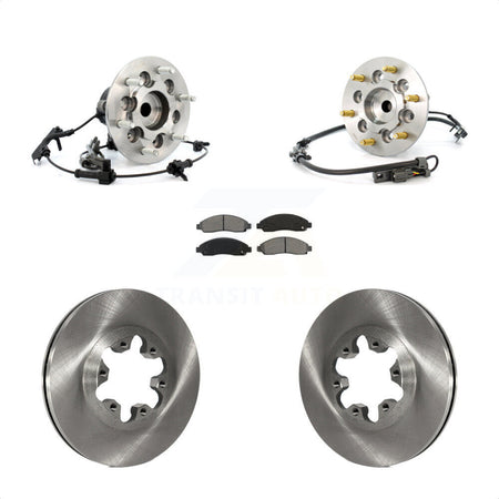 Front Hub Bearing Assembly With Disc Brake Rotors And Semi-Metallic Pads Kit For 2007-2008 Isuzu i-370 RWD Sport Chassis Package (ZQ8) KBB-106049 by Transit Auto