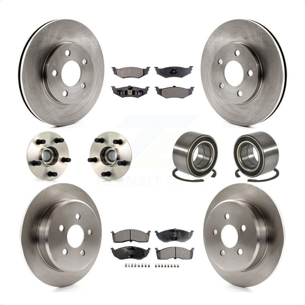 Front Rear Wheel Hub Bearings Assembly Disc Brake Rotors And Semi-Metallic Pads Kit (10Pc) For Dodge Neon Chrysler KBB-106138 by Transit Auto