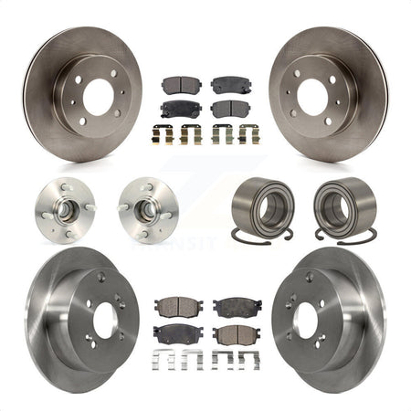 Front Rear Wheel Hub Bearings Assembly Disc Brake Rotors And Semi-Metallic Pads Kit (10Pc) For 2006 Hyundai Accent Hatchback with Non-ABS KBB-106188 by Transit Auto
