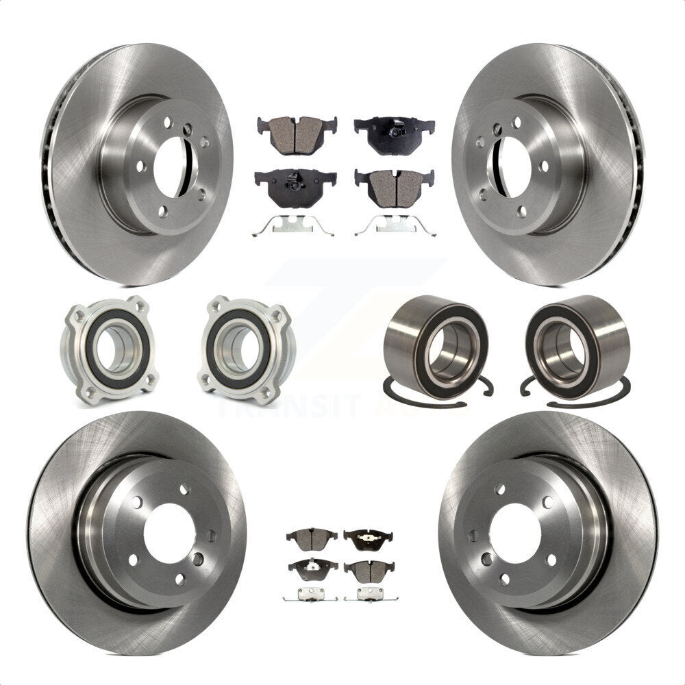 Front Rear Wheel Hub Bearings Assembly Disc Brake Rotors And Semi-Metallic Pads Kit (10Pc) For BMW 535xi 535i xDrive 525xi KBB-106200 by Transit Auto