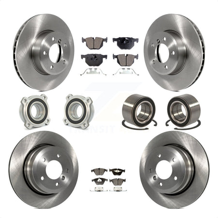Front Rear Wheel Hub Bearings Assembly Disc Brake Rotors And Semi-Metallic Pads Kit (10Pc) For BMW 535xi 535i xDrive 525xi KBB-106200 by Transit Auto