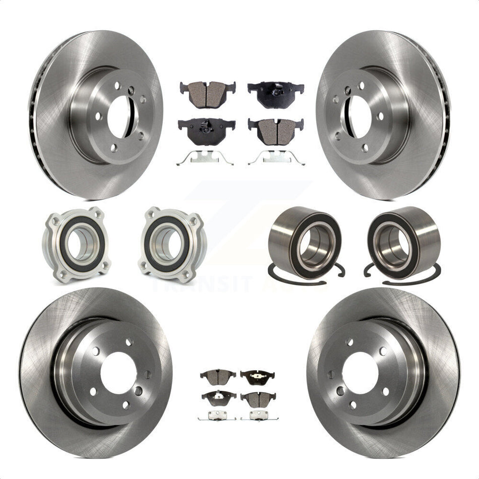 Front Rear Wheel Hub Bearings Assembly Disc Brake Rotors And Semi-Metallic Pads Kit (10Pc) For BMW 535xi 535i xDrive 525xi KBB-106200 by Transit Auto