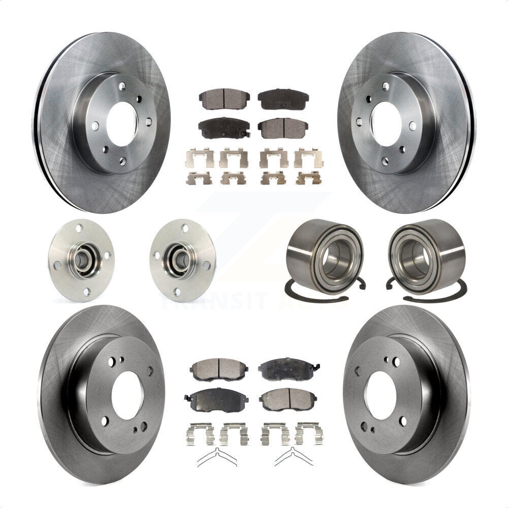 Front Rear Wheel Hub Bearings Assembly Disc Brake Rotors And Semi-Metallic Pads Kit (10Pc) For 2002 Nissan Sentra 2.5L With Single Piston Caliper KBB-106234 by Transit Auto