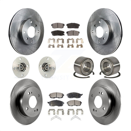 Front Rear Wheel Hub Bearings Assembly Disc Brake Rotors And Semi-Metallic Pads Kit (10Pc) For 2002 Nissan Sentra 2.5L With Single Piston Caliper KBB-106234 by Transit Auto