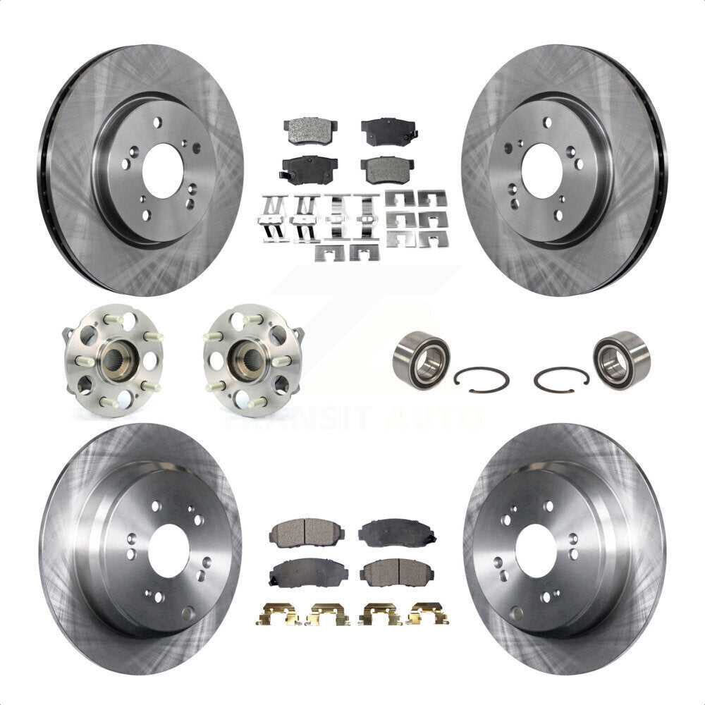 Front Rear Wheel Hub Bearings Assembly Disc Brake Rotors And Semi-Metallic Pads Kit (10Pc) For Acura RDX KBB-106275 by Transit Auto