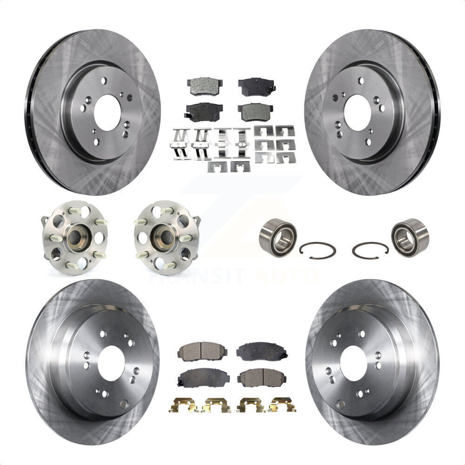 Front Rear Wheel Hub Bearings Assembly Disc Brake Rotors And Semi-Metallic Pads Kit (10Pc) For Acura RDX KBB-106275 by Transit Auto