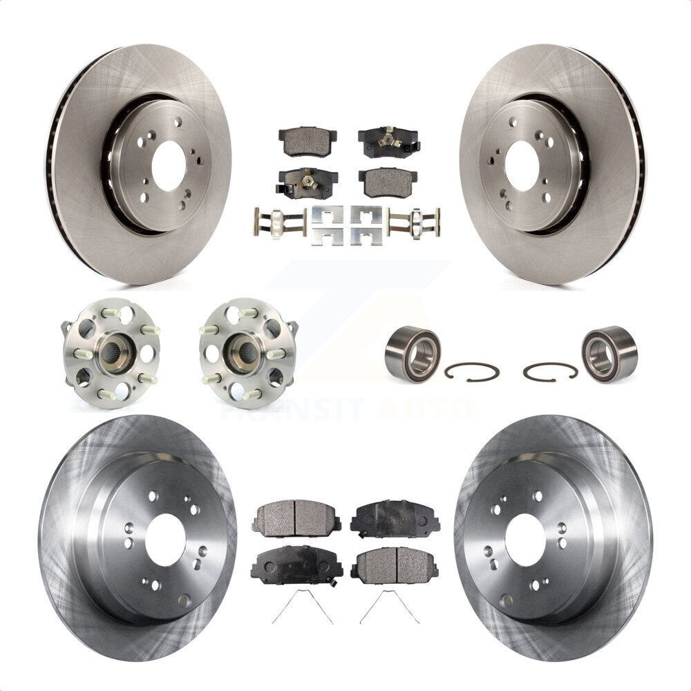 Front Rear Wheel Hub Bearings Assembly Disc Brake Rotors And Semi-Metallic Pads Kit (10Pc) For 2017-2018 Acura RDX AWD KBB-106276 by Transit Auto