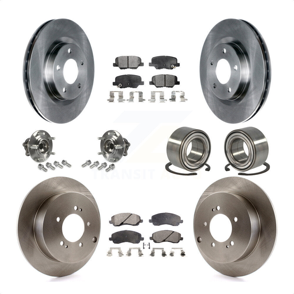 Front Rear Wheel Hub Bearings Assembly Disc Brake Rotors And Semi-Metallic Pads Kit (10Pc) For 2013 Mitsubishi Outlander AWD with 3.0L Without 7 Passenger Seating KBB-106299 by Transit Auto