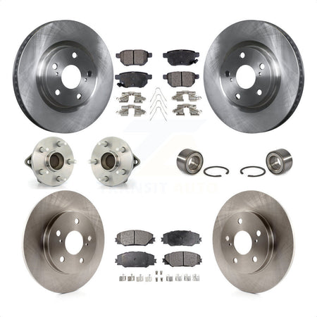 Front Rear Wheel Hub Bearings Assembly Disc Brake Rotors And Semi-Metallic Pads Kit (10Pc) For 2017-2018 Toyota Corolla iM KBB-106310 by Transit Auto