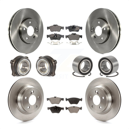 Front Rear Wheel Hub Bearings Assembly Disc Brake Rotors And Semi-Metallic Pads Kit (10Pc) For Mercedes-Benz E350 E320 KBB-106326 by Transit Auto
