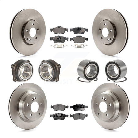 Front Rear Wheel Hub Bearings Assembly Disc Brake Rotors And Semi-Metallic Pads Kit (10Pc) For Mercedes-Benz E550 4Matic with AWD KBB-106327 by Transit Auto