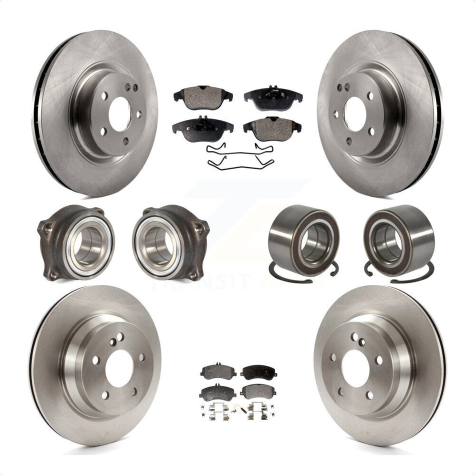 Front Rear Wheel Hub Bearings Assembly Disc Brake Rotors And Semi-Metallic Pads Kit (10Pc) For Mercedes-Benz GLK350 GLK250 KBB-106328 by Transit Auto