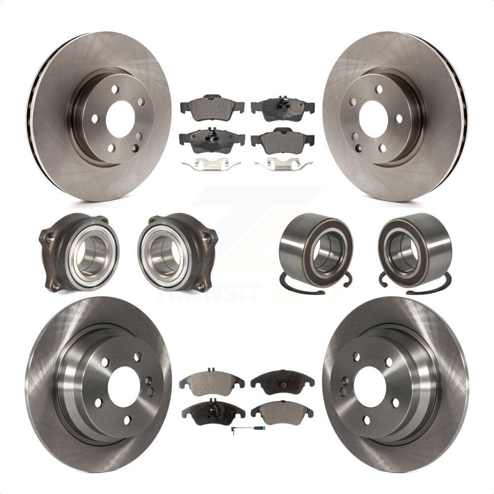 Front Rear Wheel Hub Bearings Assembly Disc Brake Rotors And Semi-Metallic Pads Kit (10Pc) For 2014-2016 Mercedes-Benz E250 AWD With 322mm Diameter Rotor KBB-106329 by Transit Auto