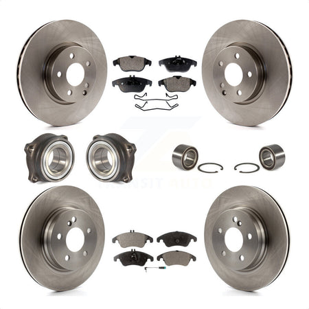 Front Rear Wheel Hub Bearings Assembly Disc Brake Rotors And Semi-Metallic Pads Kit (10Pc) For Mercedes-Benz E350 With 322mm Diameter Rotor KBB-106331 by Transit Auto