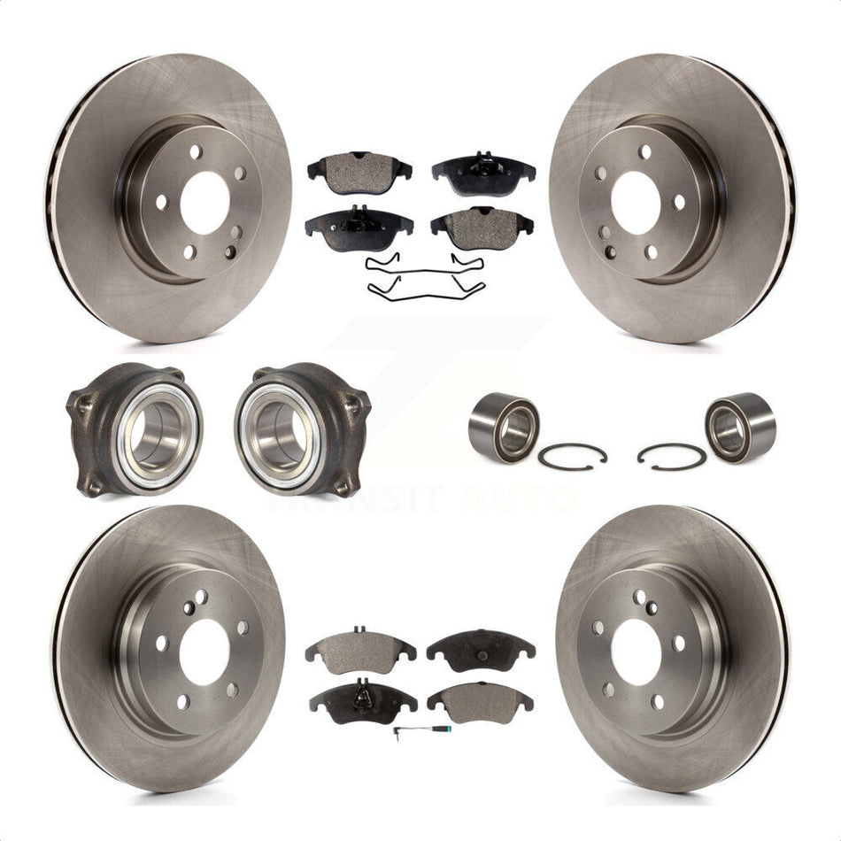 Front Rear Wheel Hub Bearings Assembly Disc Brake Rotors And Semi-Metallic Pads Kit (10Pc) For Mercedes-Benz E350 With 322mm Diameter Rotor KBB-106331 by Transit Auto