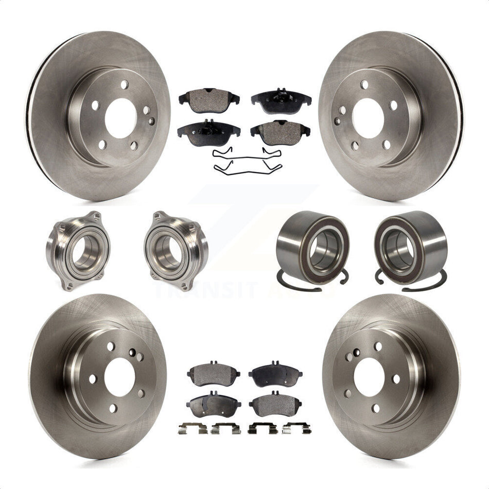 Front Rear Wheel Hub Bearings Assembly Disc Brake Rotors And Semi-Metallic Pads Kit (10Pc) For Mercedes-Benz C300 KBB-106332 by Transit Auto