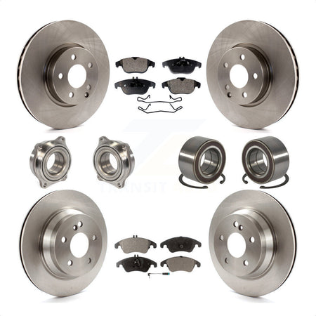 Front Rear Wheel Hub Bearings Assembly Disc Brake Rotors And Semi-Metallic Pads Kit (10Pc) For 2014 Mercedes-Benz E350 Convertible Coupe With 322mm Diameter Rotor KBB-106333 by Transit Auto