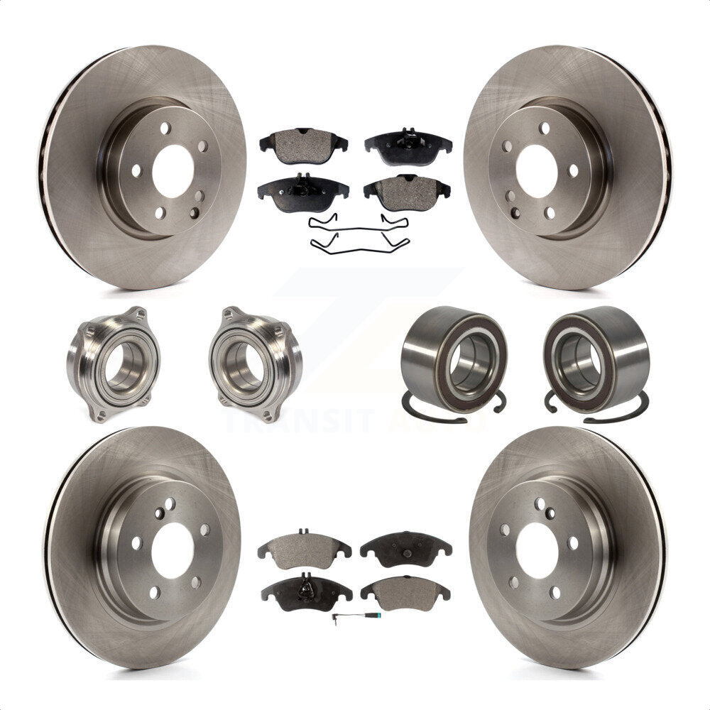 Front Rear Wheel Hub Bearings Assembly Disc Brake Rotors And Semi-Metallic Pads Kit (10Pc) For Mercedes-Benz C300 C350 KBB-106334 by Transit Auto