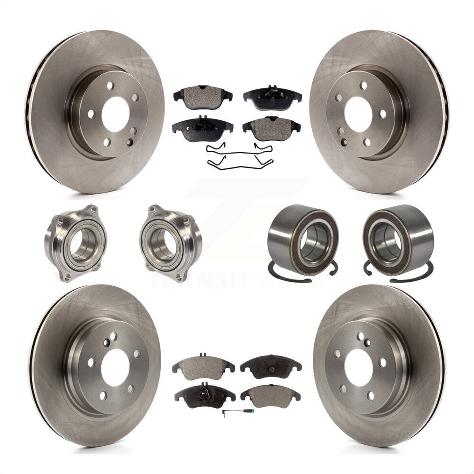 Front Rear Wheel Hub Bearings Assembly Disc Brake Rotors And Semi-Metallic Pads Kit (10Pc) For Mercedes-Benz C300 C350 KBB-106334 by Transit Auto