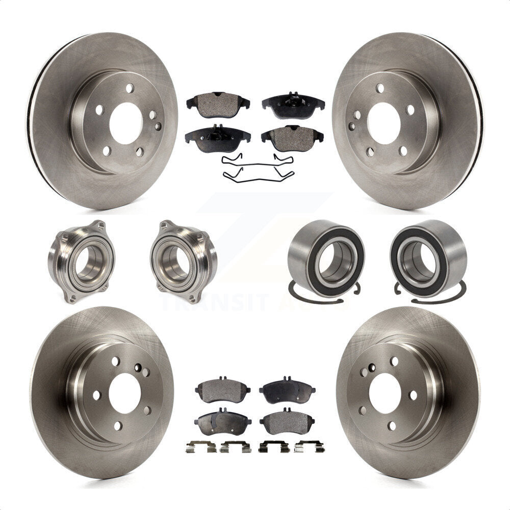 Front Rear Wheel Hub Bearings Assembly Disc Brake Rotors And Semi-Metallic Pads Kit (10Pc) For 2010-2010 Mercedes-Benz C300 C250 AWD KBB-106335 by Transit Auto