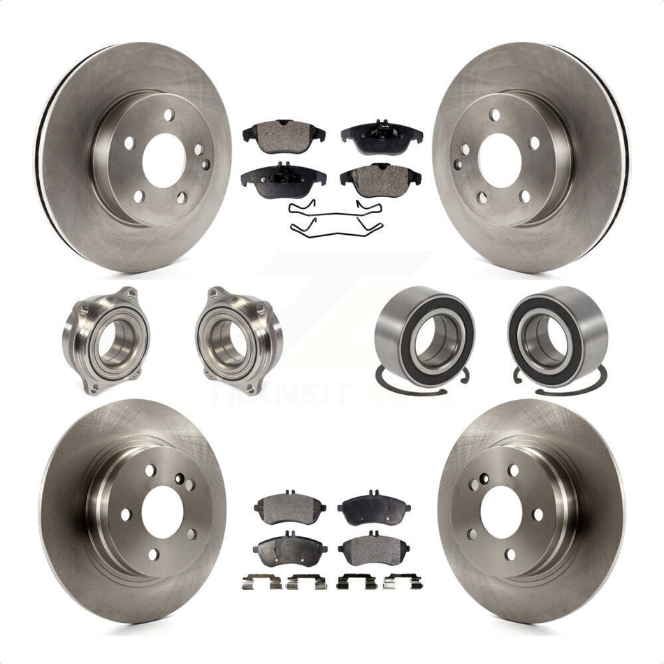 Front Rear Wheel Hub Bearings Assembly Disc Brake Rotors And Semi-Metallic Pads Kit (10Pc) For 2010-2010 Mercedes-Benz C300 C250 AWD KBB-106335 by Transit Auto